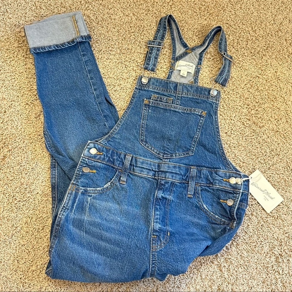 UNIVERSAL THREAD XSmall size 0-2 Medium Wash Full Length Cuffed Overalls NEW!